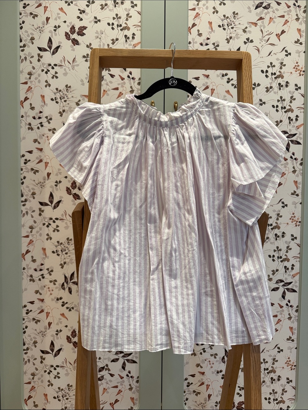 Trovata Light purple & White Striped Ruffle Sleeve Blouse